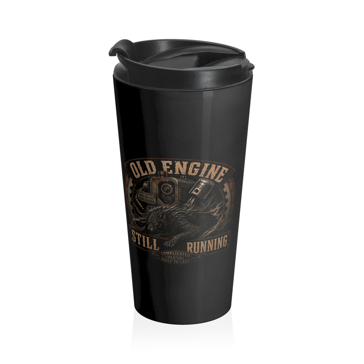 Stainless Steel Travel Mug, old engine, still running