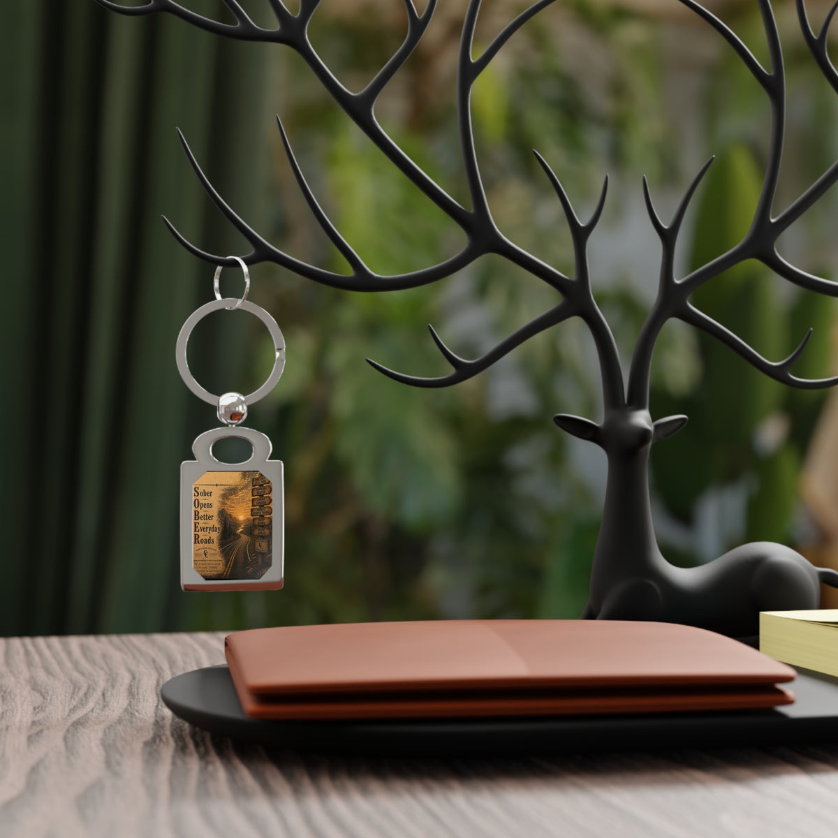 Sober, Opens, Better, Everyday, Roads, Rectangle Photo Keyring