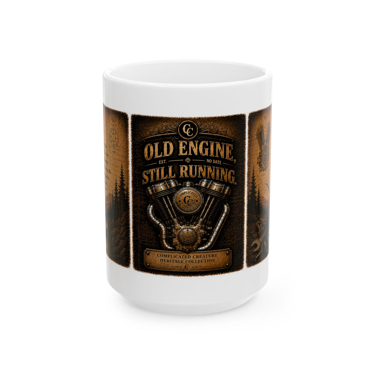 Coffee mug old engine still running