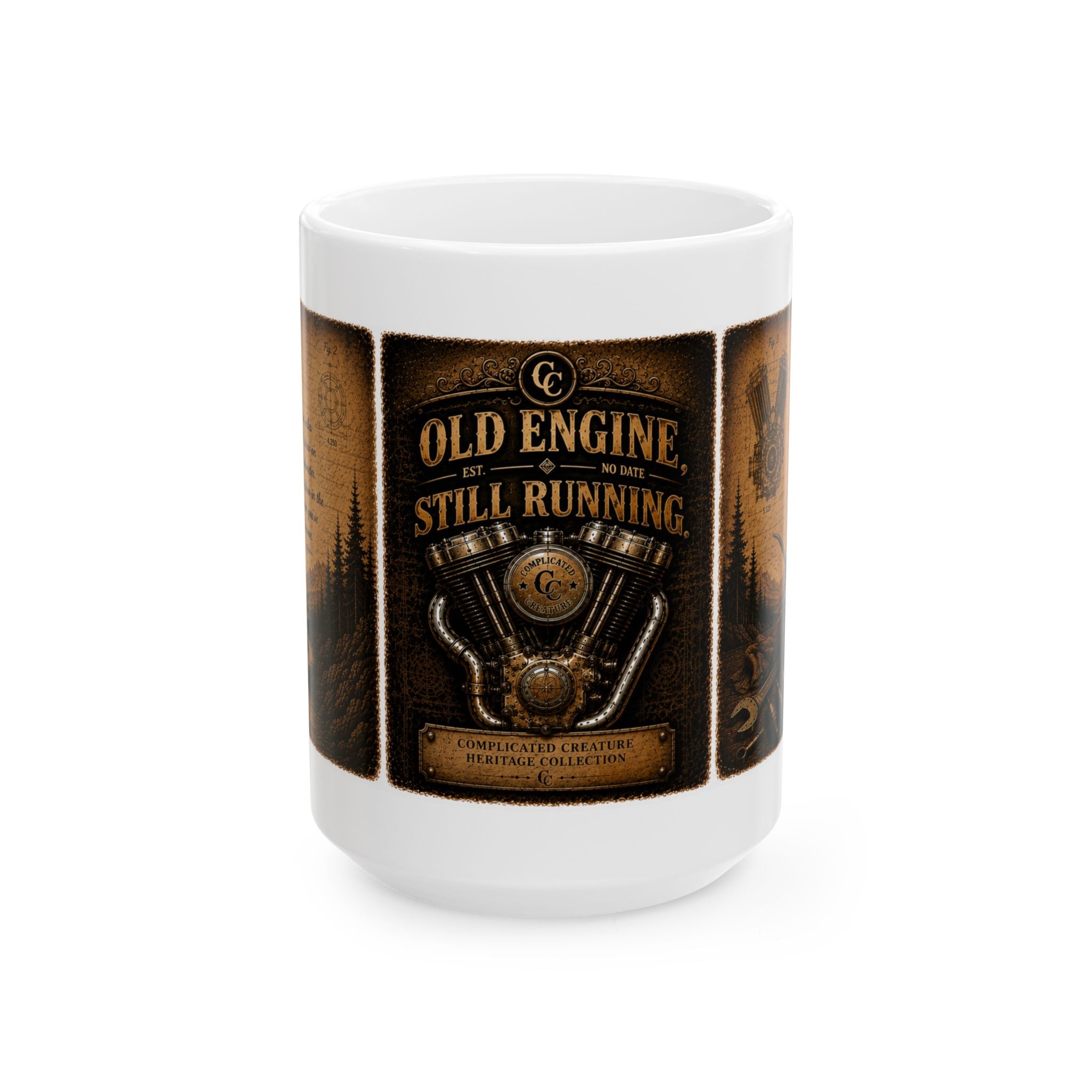 Coffee mug old engine still running
