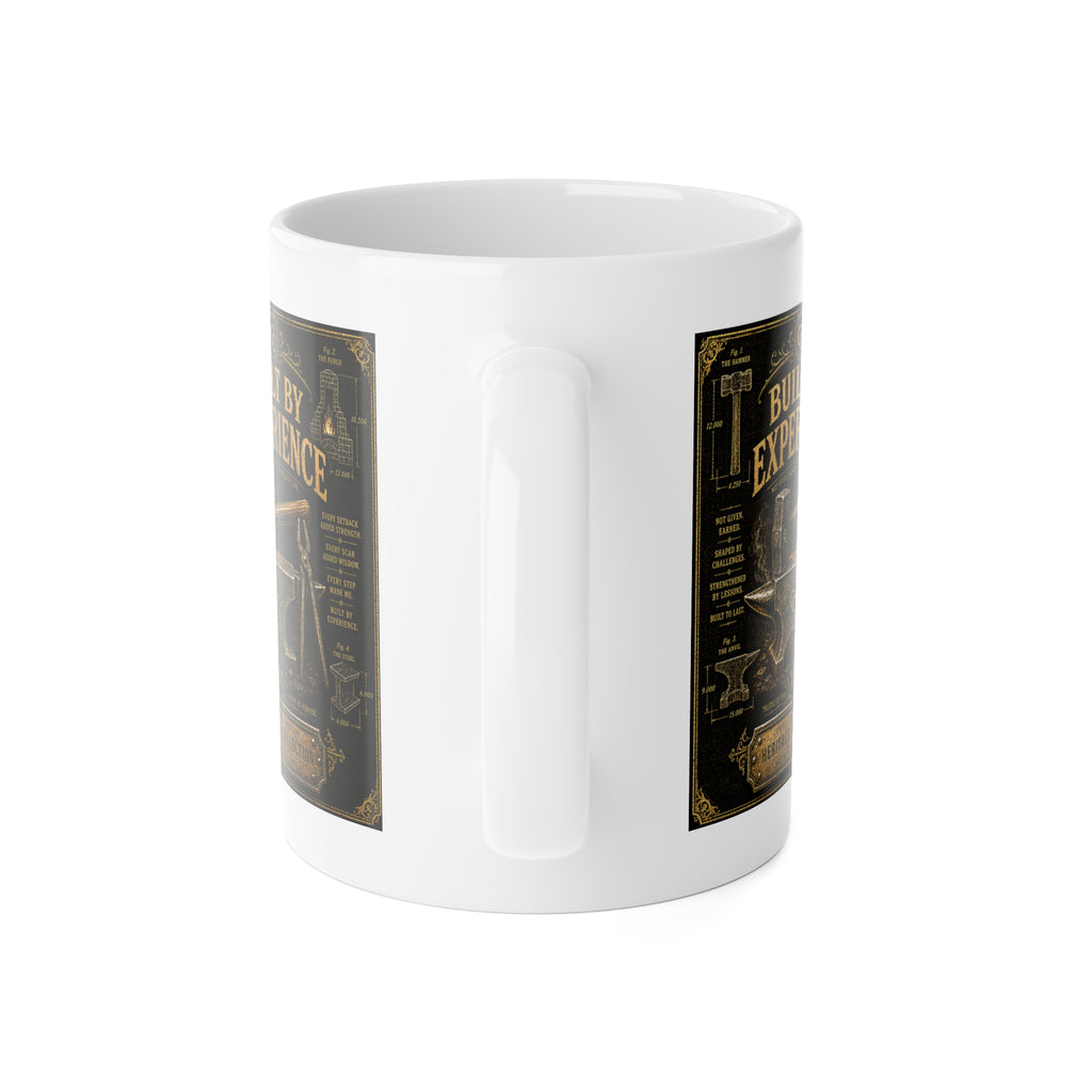 Build by experience, White Ceramic Mug, 11oz