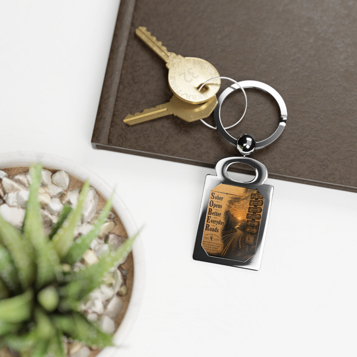 Sober, Opens, Better, Everyday, Roads, Rectangle Photo Keyring